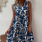 Robe bohème d'été à imprimé plissé et col en V, sans manches, pour femme