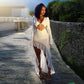 Women's Chest-wrapped Long Sleeve V-neck Lace-up Long Dress