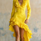 Ruffled No-wash Denim Fabric Dress