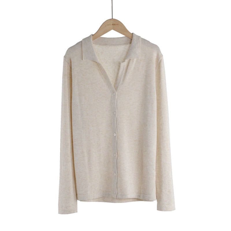 Single-breasted Lapel Knitted Cardigan Sweater