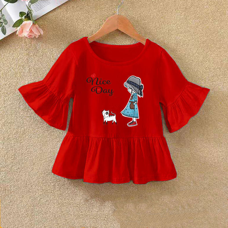 T-shirt à manches volantées pour enfant, bas d'été