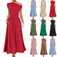 Slant Shoulder Waist Trimming Long With Pocket Dress