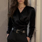 French Light Luxury V-neck Slim Fit Ins Style Versatile Shirt