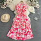 Elegant V-neck Printed Dress For Women