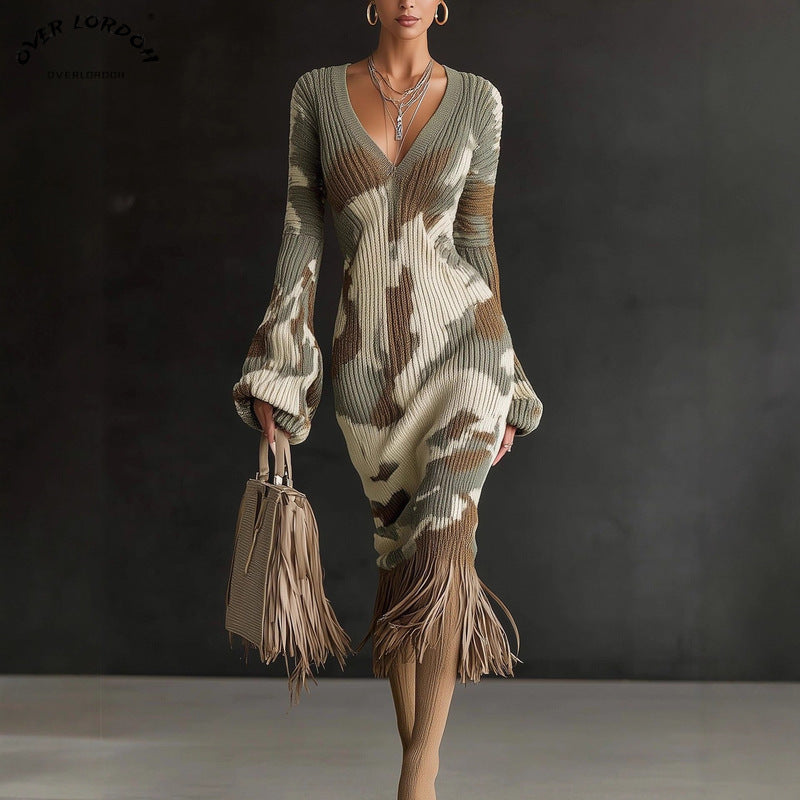 Womens Knitted Effect Sweater Dress