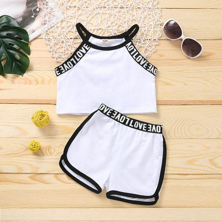 Ensemble deux pièces pour bébé fille, tenue de sport d'été fine, short décontracté et confortable, en pur coton