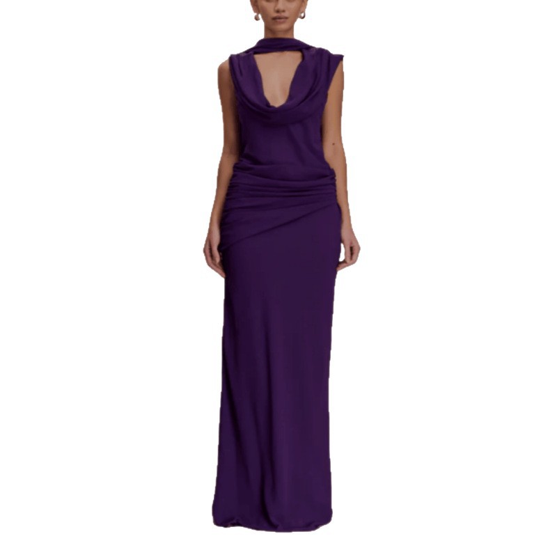 Womens Pile-Neck Bow-Tie Scarf Dress