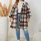 Autumn And Winter New Women's Clothing Plus-sized Plaid Hooded Mid-length Coat