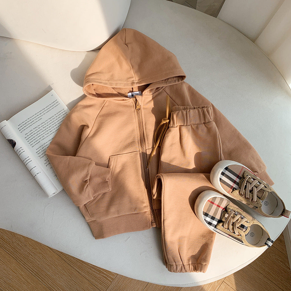 Children's Fried Street Autumn Boyish Look Sports Two-piece Set