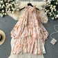 Rare Vacation-style Floral Chiffon Dress