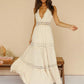 Fashion Lace V-neck Temperament Commute Lace Mid Waist Temperament V-neck Mid-length Dress