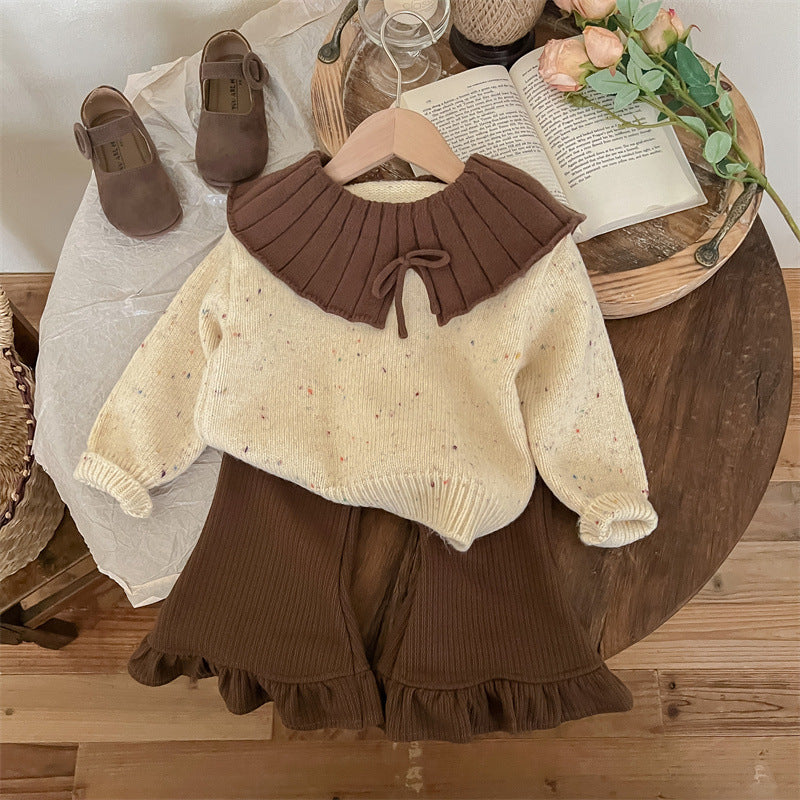 Nouvel ensemble cardigan-manteau pour fille