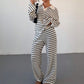T-shirt And Elastic Waist Striped Pants