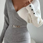 Long Sleeve V-neck Mid-length Dress