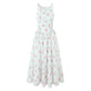 New Summer Cream Rose Printed Lace Up Mid-length Sling Dress