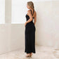 Irregular Off The Shoulder Bandeau Style Hugging Mesh Spliced Backless Dress