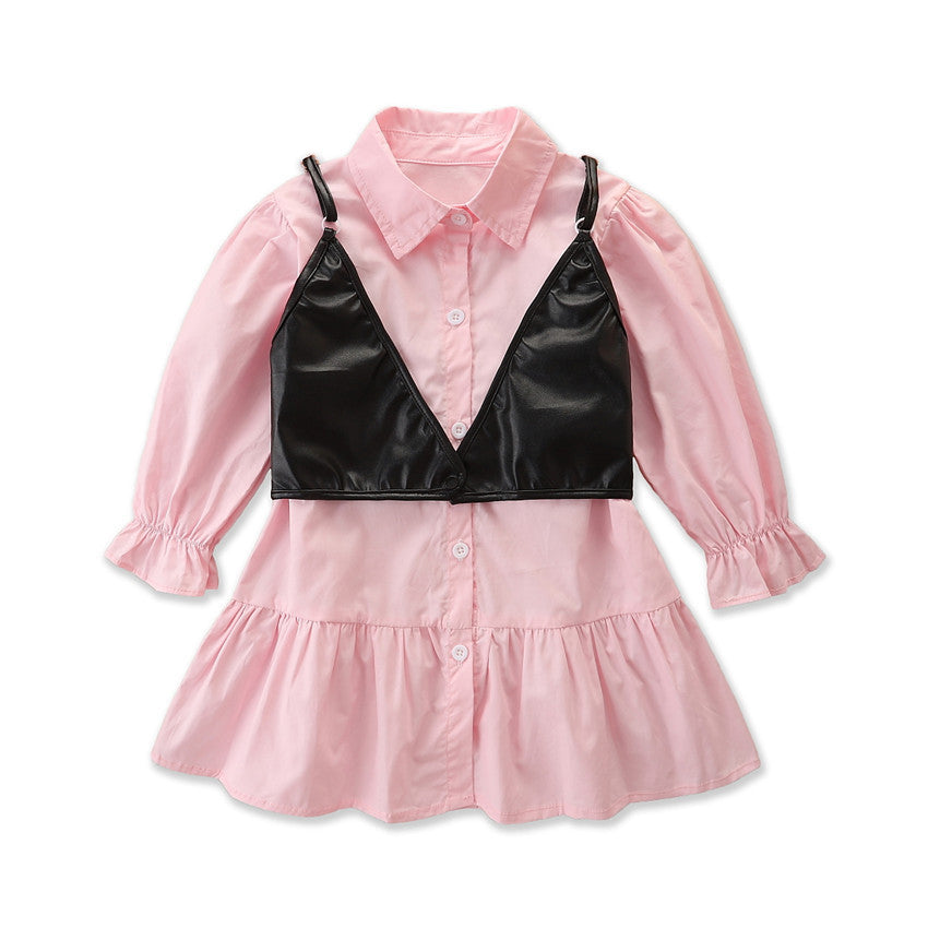 New Trendy Children's Long-sleeved Shirt Dress