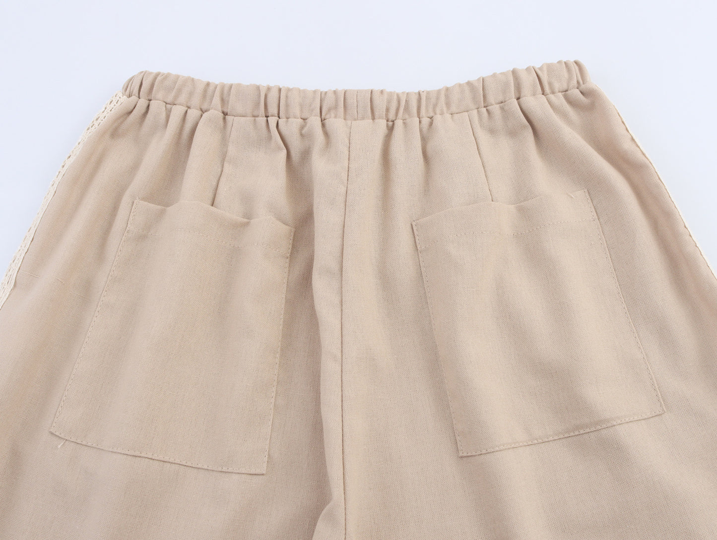 V-neck Cuff Patchwork Edge Shirt Elastic Waist Casual Trousers Suit