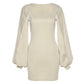 Square Neck Slim Wrap Hip Dress