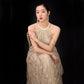 Robe de banquet slim champagne tendance pour femme