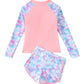 Split Boxer Long Sleeve Zipper Swimsuit With Chest Pad