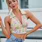 Women's Lapel Wrap Cropped Off Shoulder Top
