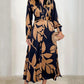 Women's Printed Waist-controlled Long-sleeved Dress