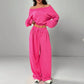 Slim-fit Off-shoulder Crop Top With Casual Pants Set