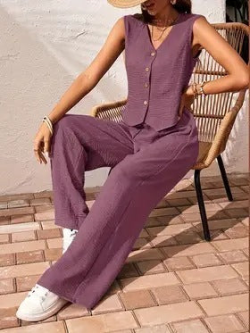 Women's Knitted Vest With Trousers Fashion Casual Women's Suit