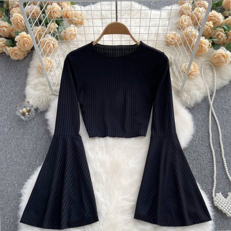 Women's Niche Design Flare Sleeve T-shirt Short Top