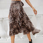 Irregular Leopard Print Lace-up Skirt With Ruffles