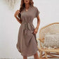 Fashion Printed Waist Control Sleeve V-neck Slim Dress