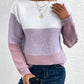 Pullover Knitted Sweater Fashion Round Neck Splicing Knitwear Loose Top Women's Clothing