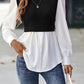 Women's New Round Neck Wavy Stripes Stitching Fashion Tops Temperament Blouse