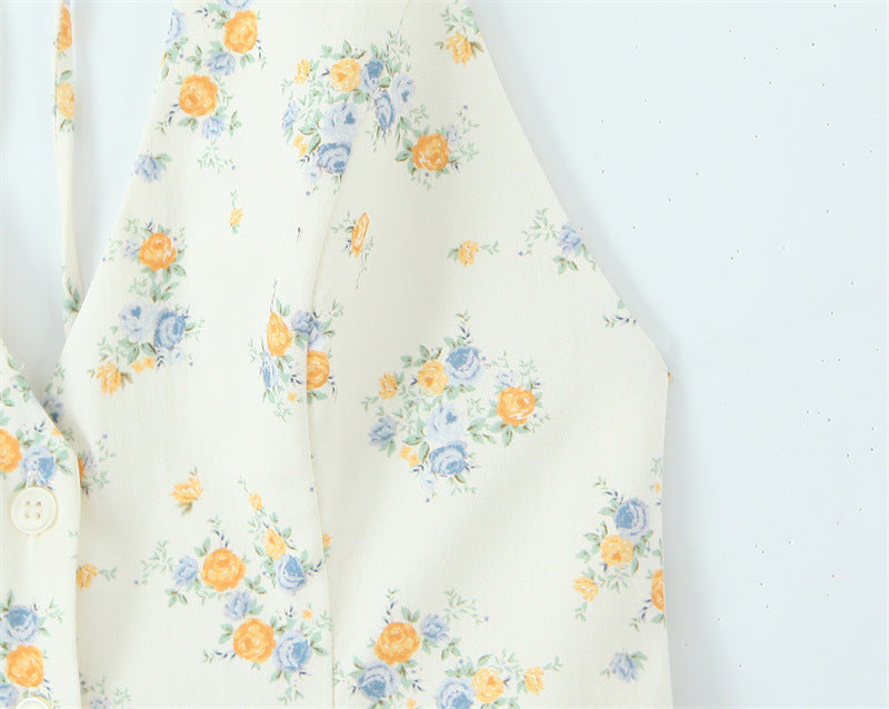 Women's Printed Hanging Collar Dress
