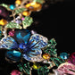 Colorful Flower Crystal Diamond Short Clavicle Necklace Earring Set