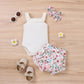 Ensemble trois pièces pour fille, gilet, combinaison et short