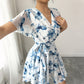 Womens Casual Vacation Printed Short-Sleeve Dress