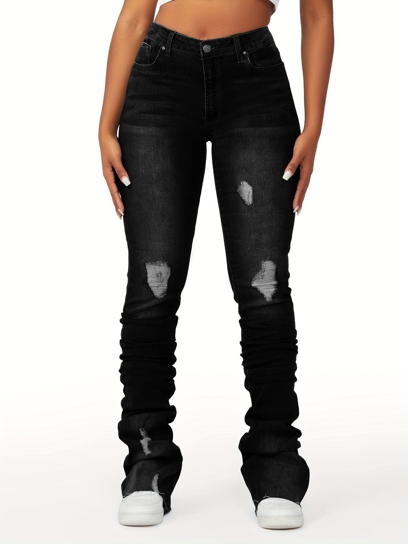 High Waist Women's Clothing Denim Bell-bottom Pants