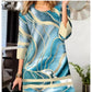 Women's Plaid Stitching Round Neck Slim Fit Dress