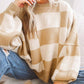 Pull à carreaux contrastés, style ample et décontracté, avec coutures