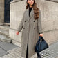 Retro Wild Long Houndstooth Woolen Coat