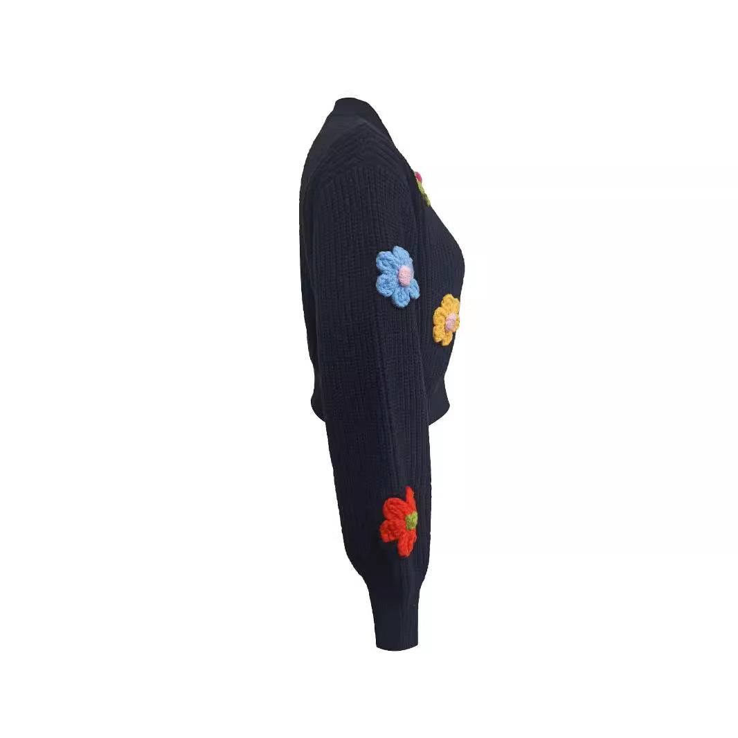 Cardigan à motif de fleurs douces