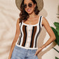 Summer Tops Beach Multi-color Splicing Striped Sweater Fashion Lace Camisole Vest Women