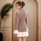 Waist-cinching Plaid Color-block Pleated Waist Design Elegant Dress
