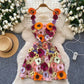 Heavy-duty Embroidered Floral Waist-cinching Figure-flattering Strapless Gown For Women