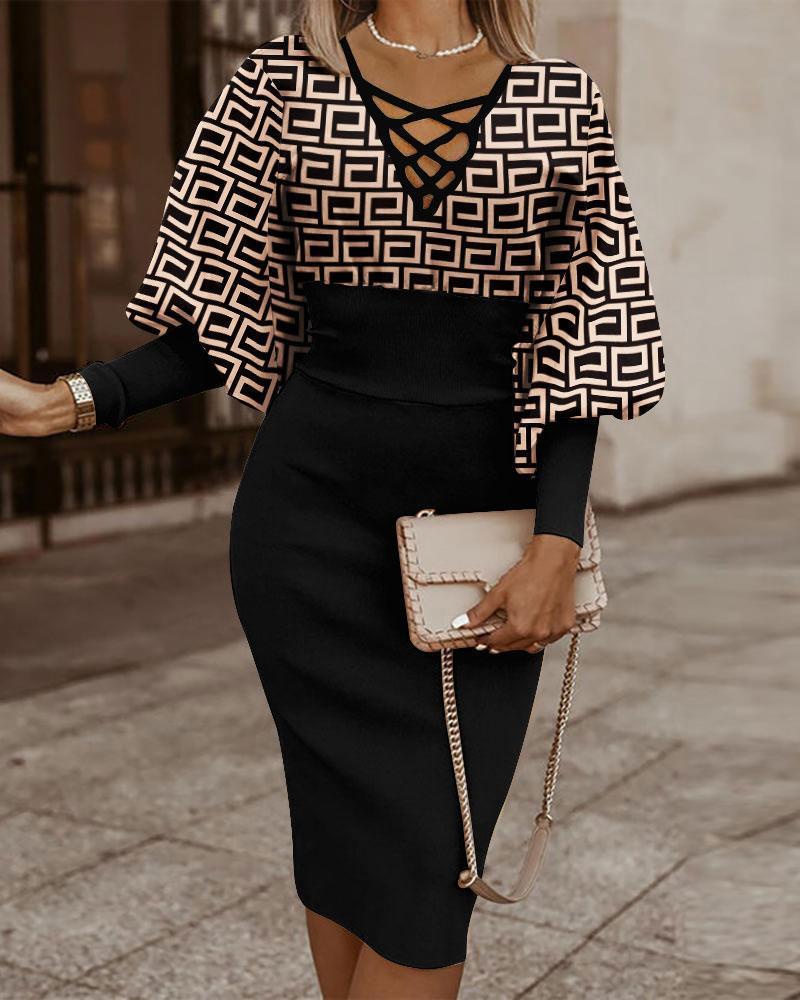 Robe gracieuse et tendance à manches lanternes et taille ajustée