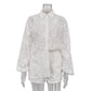 Embroidered Transparent Shirt High Waist Shorts