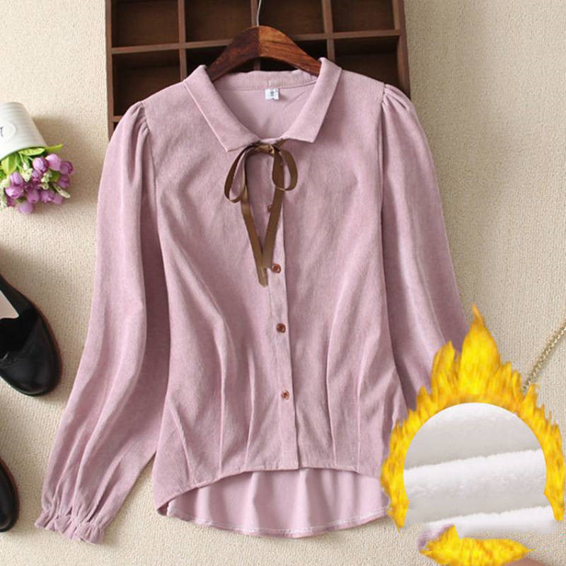 Cute Bow Top With Sweet Lace Long Sleeves