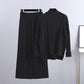 High-end Mock Neck Sweater Wide-leg Pants Suit Women
